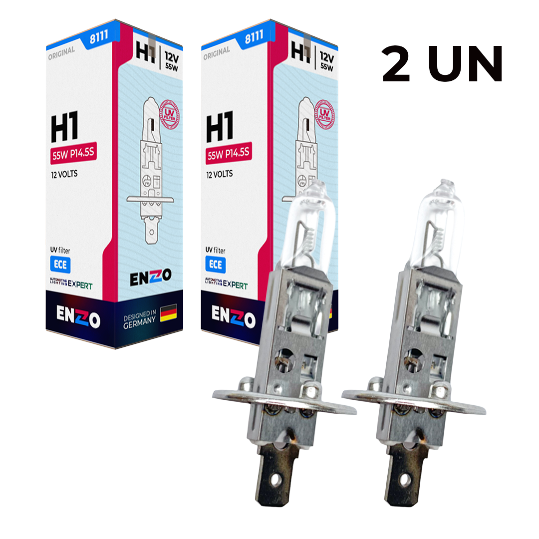 Ampolleta ENZO H1 12V 55W Base P14.5s Halógena Pack 2 Unidades