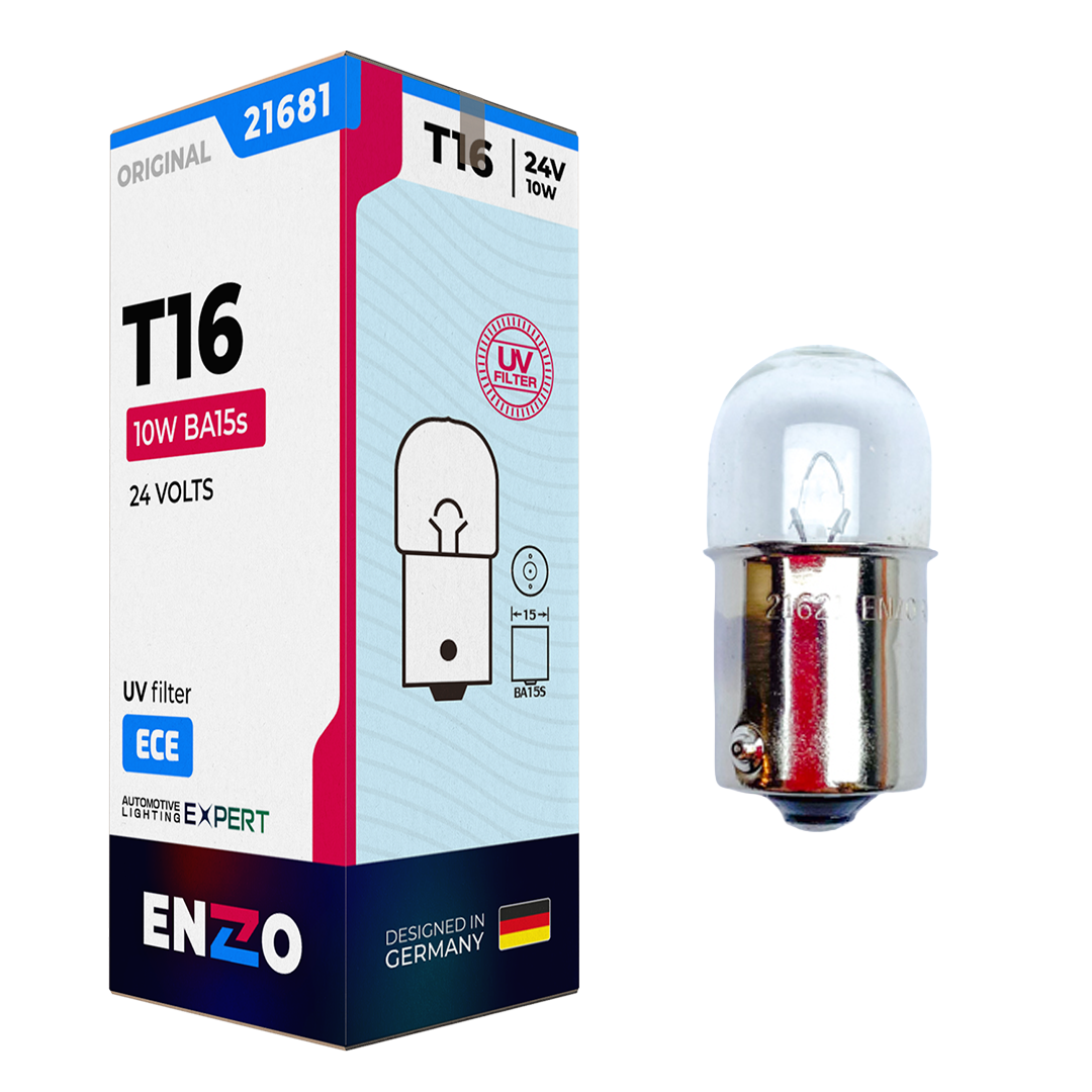Ampolletas ENZO T16 Globo Chico 24V 10W Base BA15s Pack 10 Unidades