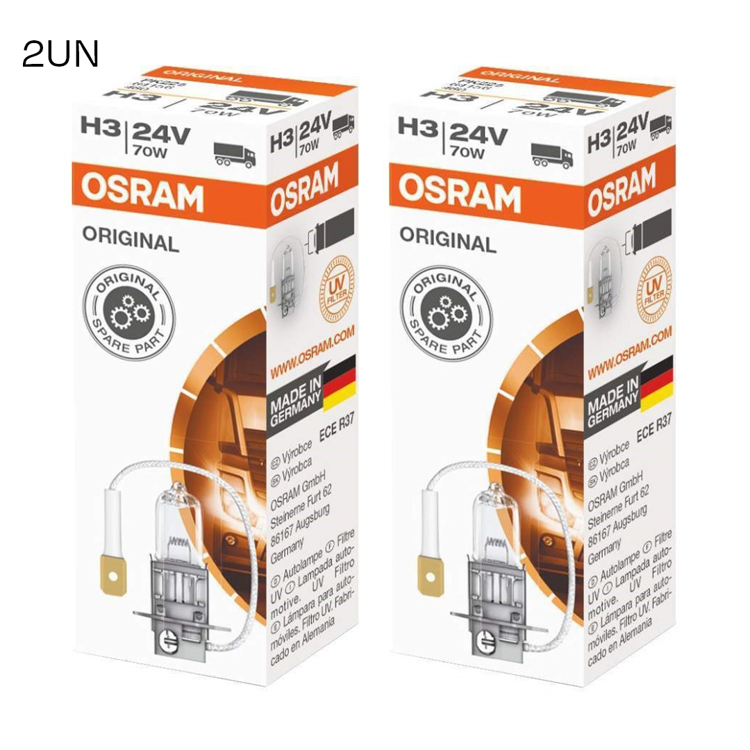 Ampolleta OSRAM H3 24V 55W Base PK22s Halógena Pack 2 Unidades