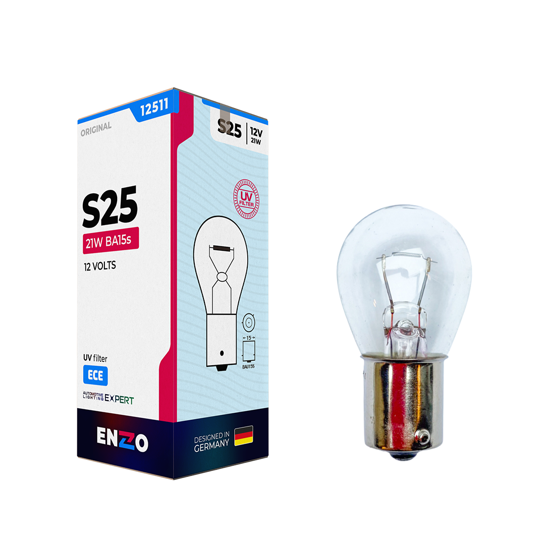 Ampolletas ENZO P21W BA15S 12V 21W 1 Contacto Pata Pareja (10unidades)