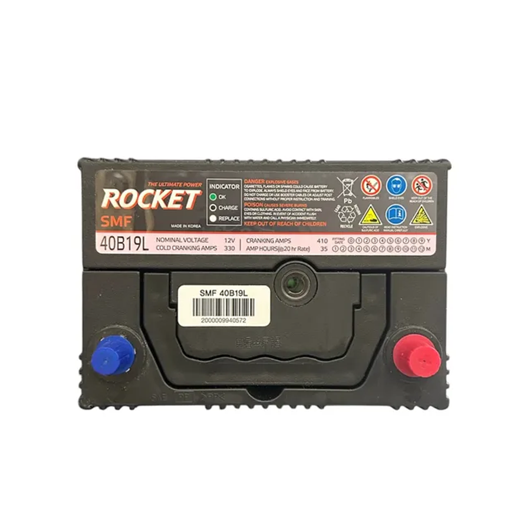 Batería Rocket SMF 40B19L 35 ah 330 CCA positivo derecho