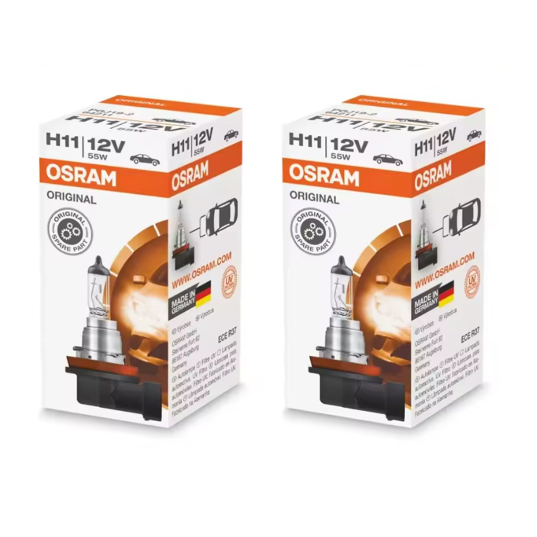 Ampolleta OSRAM H11 12V 55W Base PGJ19-2 Halógena Pack 2 Unidades