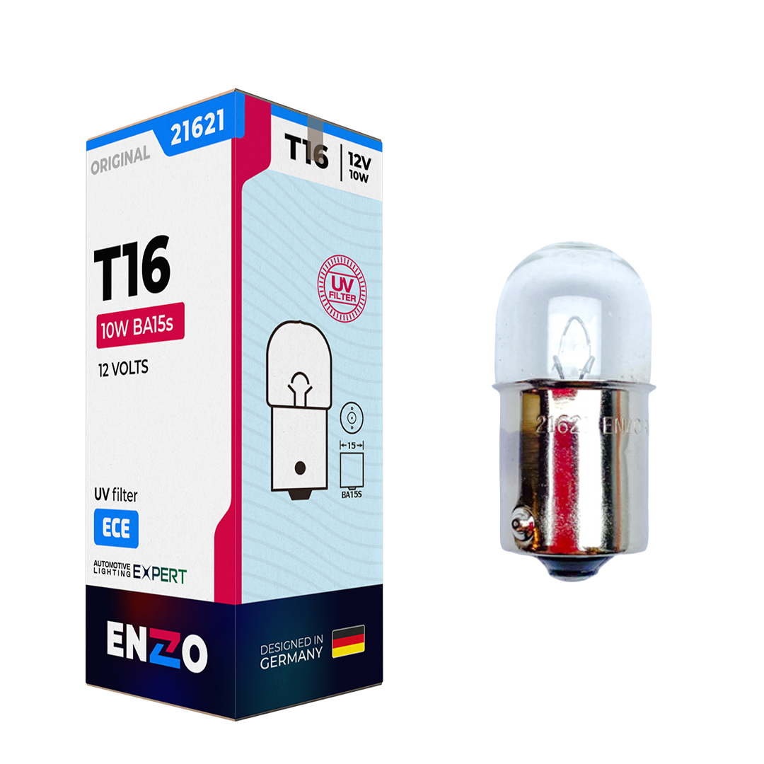 Ampolletas ENZO T16 Globo Chico 12V 10W Base BA15s Pack 10 Unidades