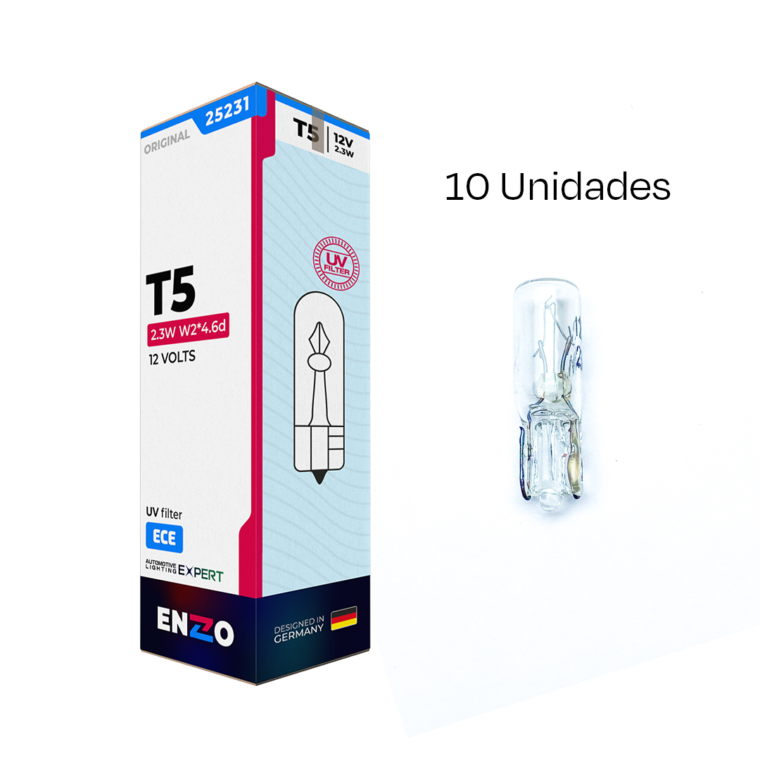 Ampolletas ENZO T5 12V 2.3W Base W2x4.6d Pack 10 Unidades