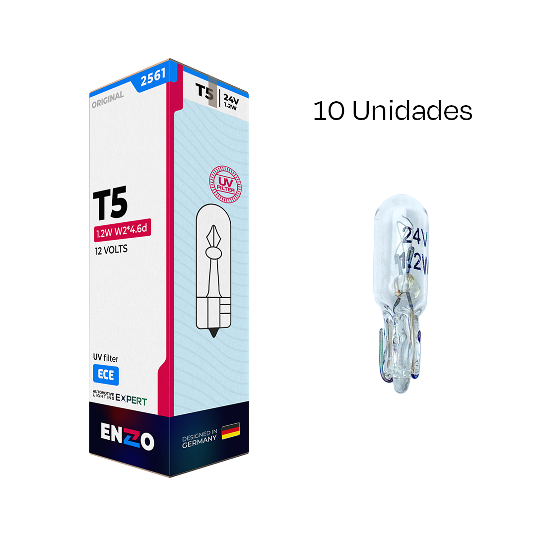 Ampolletas ENZO T5 24V 2.3W Base W2x4.6d Pack 10 Unidades