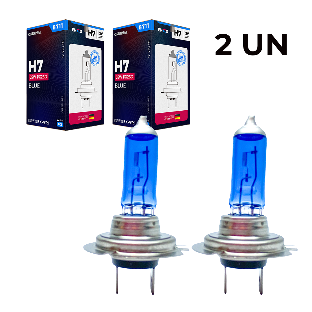 Ampolleta ENZO H7 Blue 12V 55W Base PX26d Halógena Pack 2 Unidades