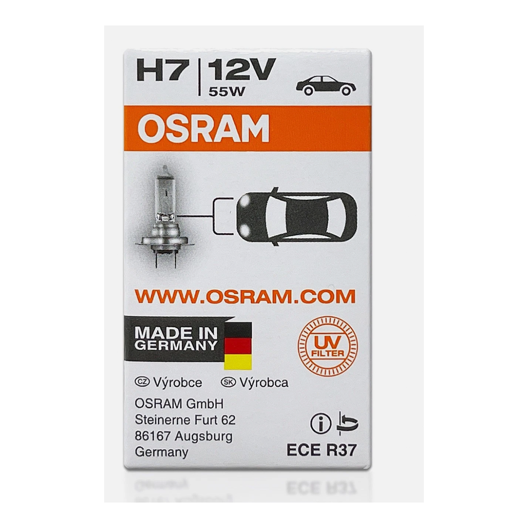 Ampolleta OSRAM H7 12V 55W Base PX26d Halógena Pack 2 Unidades