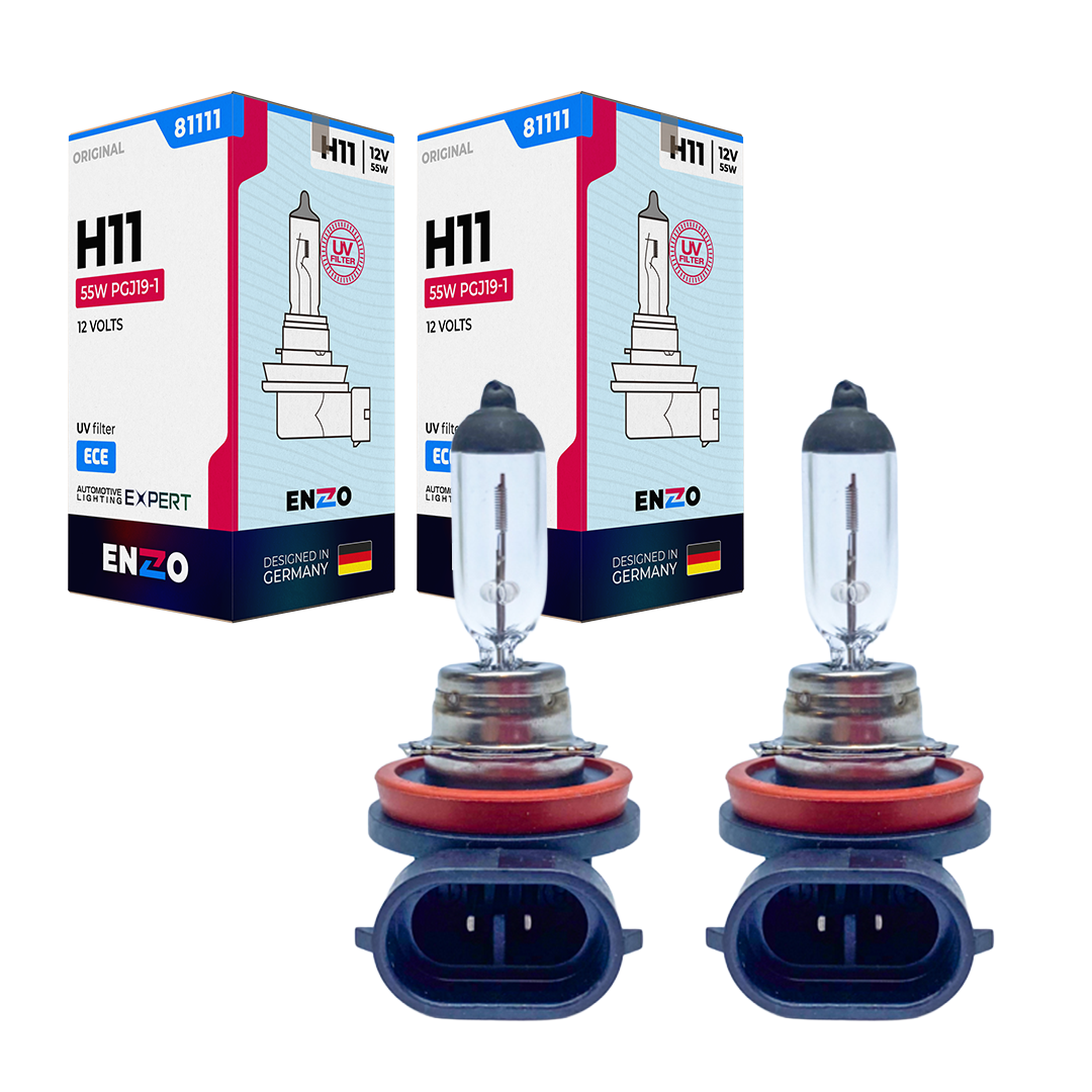 Ampolleta ENZO H11 12V 55W Base PGJ19-2 Halógena Pack 2 Unidades