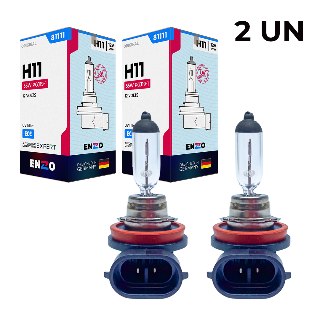 Ampolleta ENZO H11 12V 55W Base PGJ19-2 Halógena Pack 2 Unidades