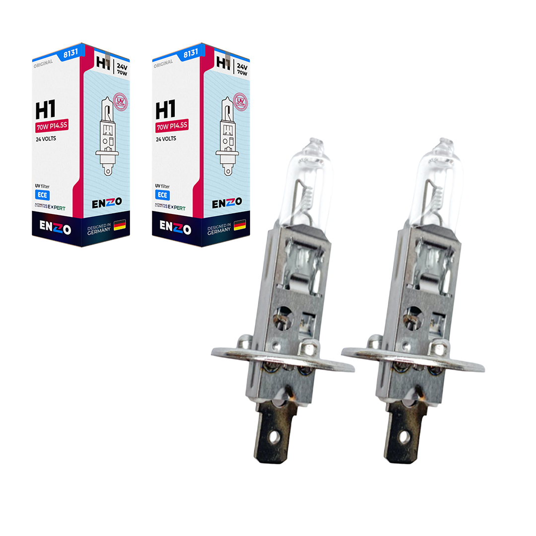Ampolleta ENZO H1 24V 70W Base P14.5s Halógena 2 Unidades
