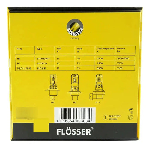 Set Led H4 Flösser 6500k 28w 2 Ampolletas