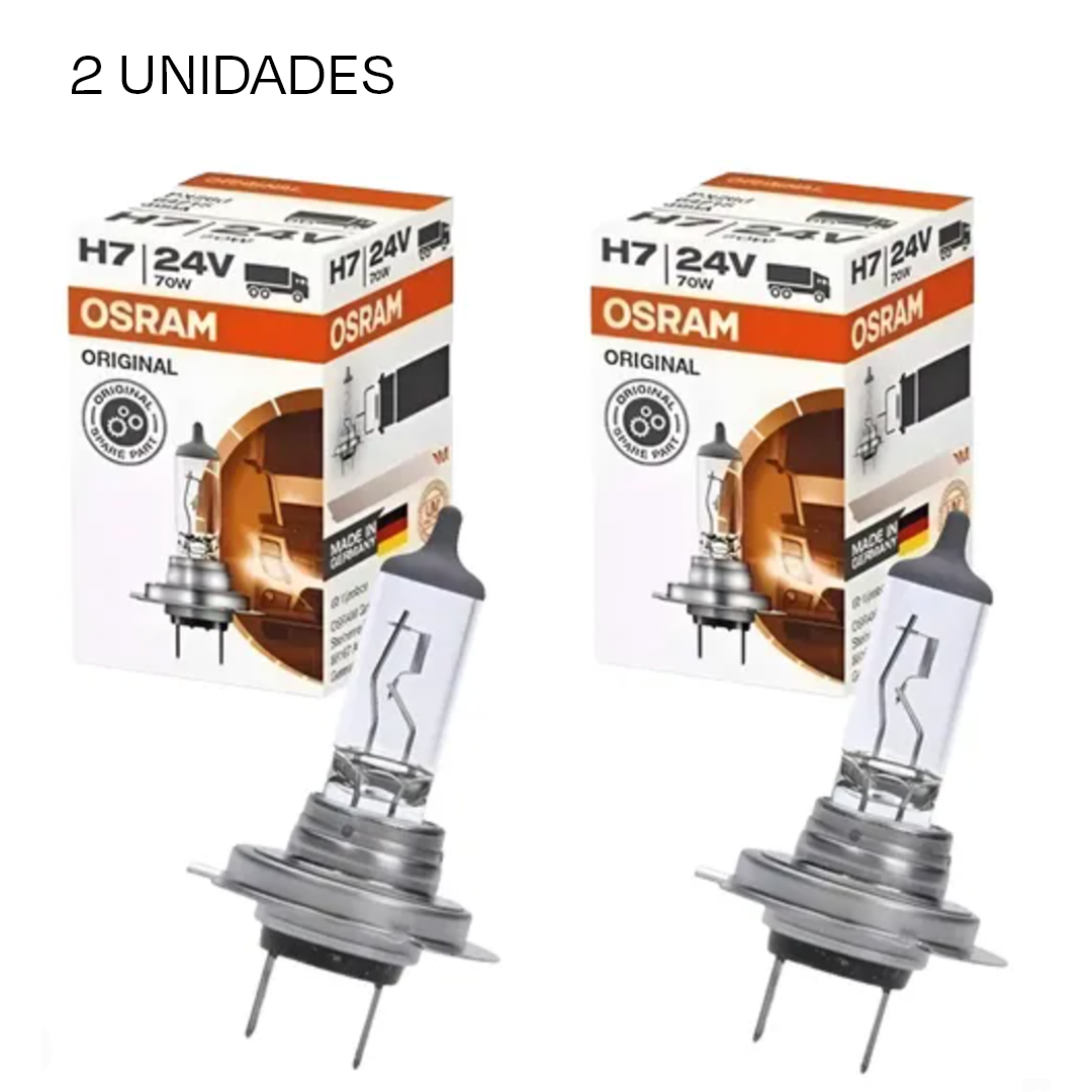 Ampolleta OSRAM H7 24V 55W Base PX26d Halógena Pack 2 Unidades