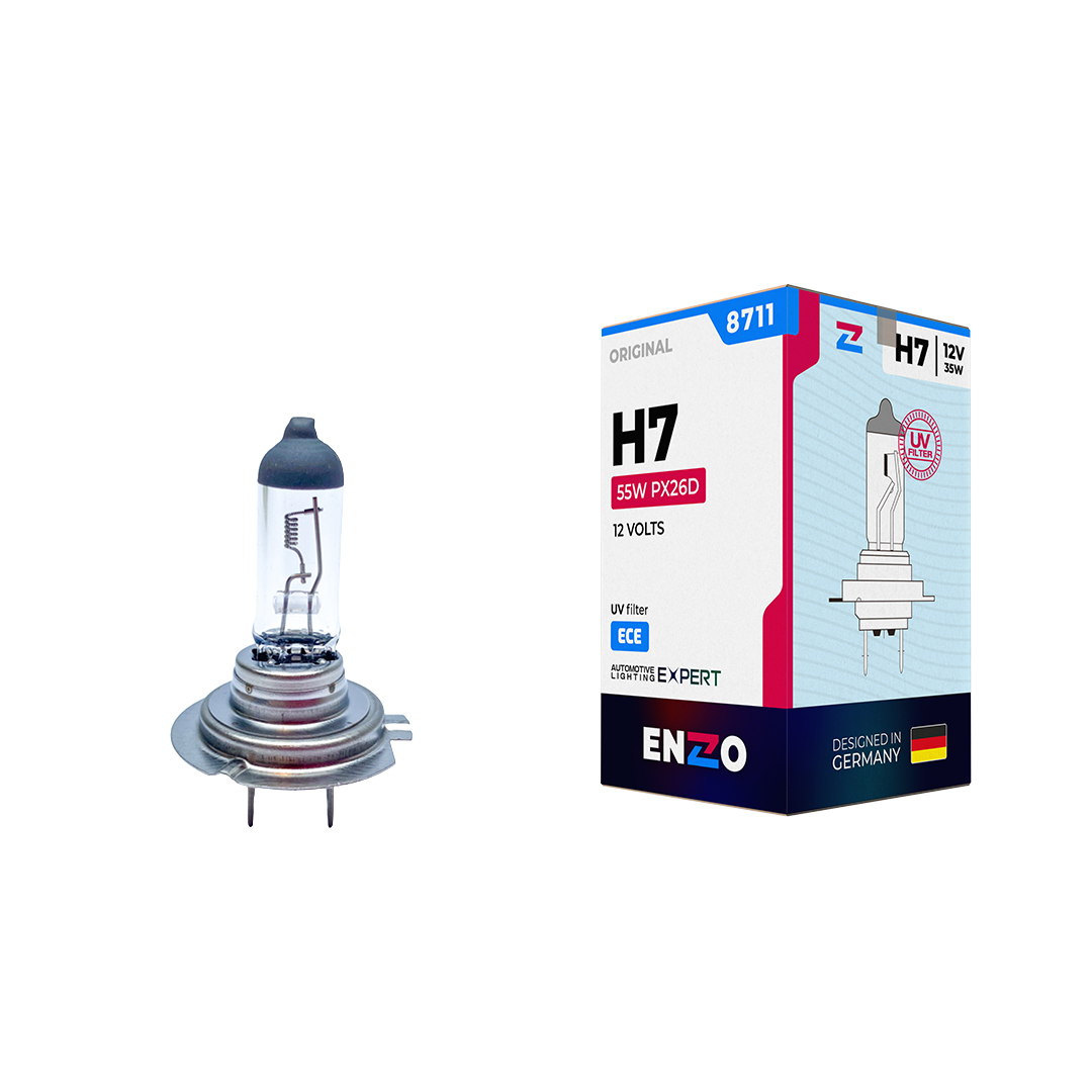 Ampolleta ENZO H7 12V 55W Base PX26d Halógena Pack 2 Unidades